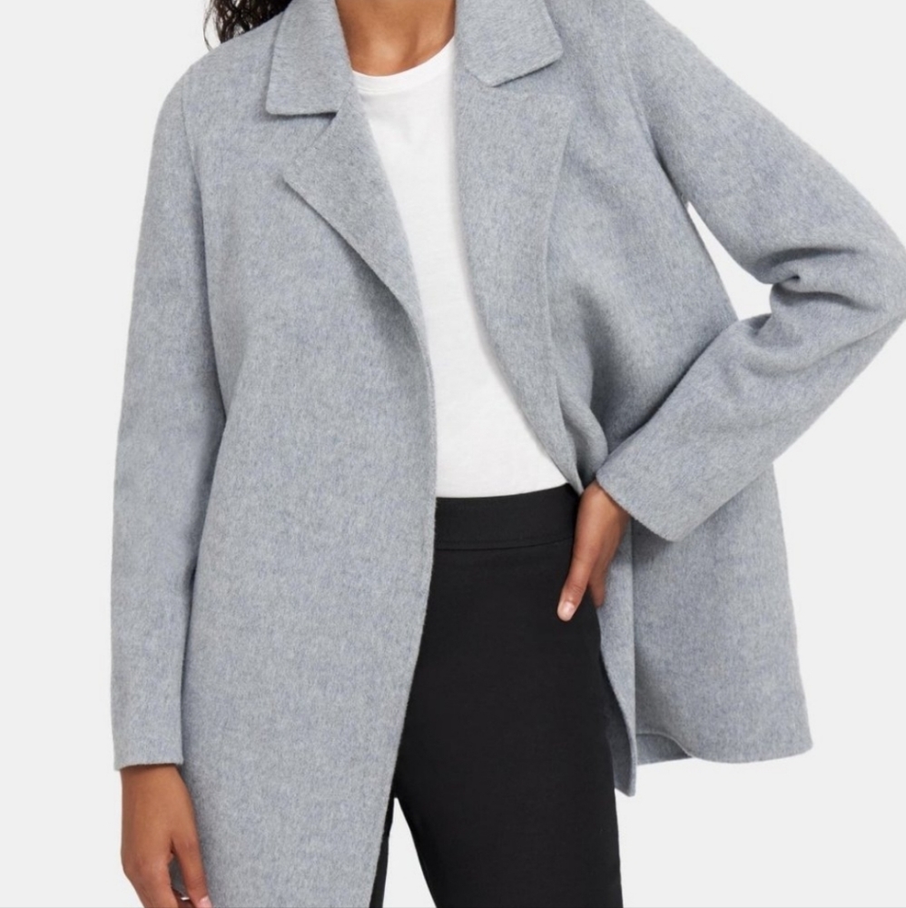 Theory Sileena Wool Cashmere Jacket Open Front Gray Women's Size P / XS / 0